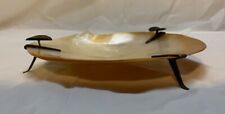 Large Vtg Trench Art Ashtray Mother of Pearl Sea Shell FLAWLESS picture