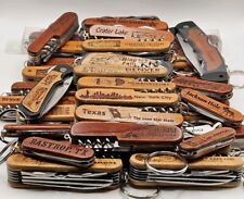 Lot of 38 TSA Confiscated Used Tourist Egngraved Pocket Knives Places And Names picture