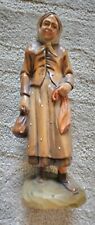 Hand Carved Wood Old Lady Figurine Marked Schmid Linder Lucerne Switzerland ... picture