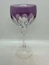 Antique Purple / Lavender cut to clear wine hock crystal stemware, 7 1/2