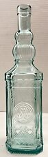 Vintage Decorative Green Tint Glass Bottle Raised Embossed Design picture