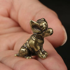 Vintage Solid Brass Handmade Carved Puppy Ornament Tea Pet picture