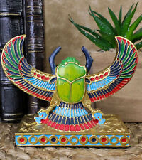 Egyptian Beautiful Golden Winged Scarab Amulet Ankh Symbol of Rebirth Figurine picture
