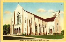 Church St Mary Assumption Waco Texas Tx Linen Vintage Unposted Postcard picture