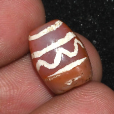 Large Ancient Etched Carnelian Longevity Bead with 4 Stripes in good Condition picture