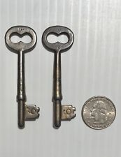 (2) Vintage Antique Matching Unbranded Number # 6 Solid Skeleton Keys Not Hollow picture