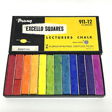 Vintage Prang Excello Squares Lecturers Chalk - 12 Assorted Rainbow Made in USA picture