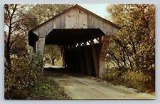 Chambers Road Covered Bridge in Ohio Over Big Walnut Creek Vintage Postcard 049 picture