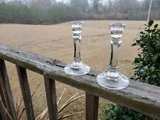 Pair Crystal Glass Candle Holders 4