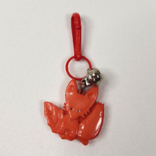 Vintage 1980s Plastic Bell Charm Fox For 80s Necklace picture