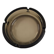 Vintage Mid Century Modern Round Ashtray France Smoked Glass MCM Thick Decor  picture