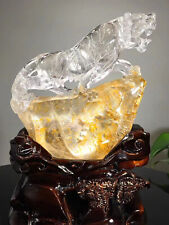TOP Natural Clearn white Crystal Quartz Carved tiger reiki healing decor picture