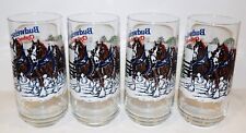 VINTAGE 1995 SET OF 4 BUDWEISER CHRISTMAS CLYDESDALES DRINKING GLASSES/TUMBLERS picture