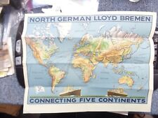 North German Lloyd Bremen Connecting Five Continents c.1930s  Map- Folded 15x12 picture