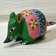 ARMADILLO Alebrije Hand Painted Oaxacan Wood Carving Oaxaca Mexico Signed picture