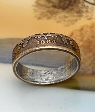 Unique 1864 United States of America Two Cent Coin Ring - Civil War - Size 8 picture