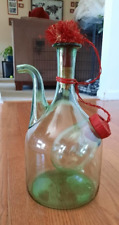Vintage Large Hand Blown Green Glass Italian Wine Decanter With Ice Chamber picture