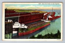 Duluth MN-Minnesota, Giant Ore Docks, Lake Superior, Antique Vintage Postcard picture