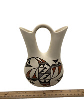 Handmade Native American Polychrome Pottery Acoma Wedding Vase Indian Signed picture