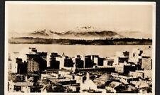 Postcard RPPC Seattle WA Aerial View Waterfront and Olympic Mountains Dated 1931 picture
