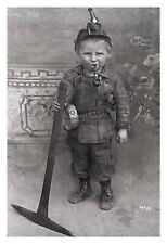 CHILD COAL MINER 8 YRS OLD SMOKING PIPE HOLDING PICKAXE FREAK 4X6 PHOTO POSTCARD picture