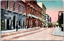 VINTAGE POSTCARD VIA D'AQUINO STREET SCENE IN TARANTO ITALY c. 1910s picture