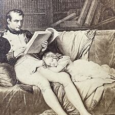 Antique 1860s Napoleon Bonaparte Reads To Child Etching Photo CDV Card V2231 picture