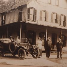 Antique 8x10 Old Photo Family with Auto Outside The Riverview Hotel picture