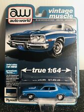 AUTO WORLD VINTAGE MUSCLE  1973 PLYMOUTH ROAD RUNNER LIM.ED. of 14910 BNIB 1:64 picture