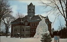 Gaylord Michigan Courthouse snow 1958 US Navy Recruiting poster unused postcard picture