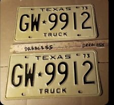 1973 Texas TRUCK  License  Plate Pair SET VINTAGE ANTIQUE CLASSIC Truck GW 9912 picture