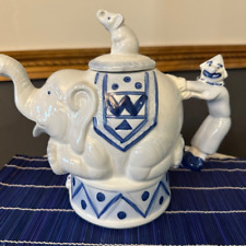 The BOMBAY Company Co Blue & White Ceramic China Elephant Figurine picture