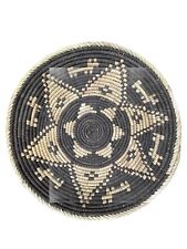 African Art Hand Coiled Woven Flat Basket Plate Dish  Geometric Hanging Star 12” picture