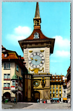 c1960s Berne Clock Tower Switzerland Medieval Vintage Postcard picture