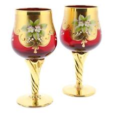 GlassOfVenice Set of Two Murano Glass Wine Glasses 24K Gold Leaf - Red picture