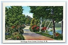 1937 Center Centre Conway NH Postcard Greetings From Postmark Cancel picture