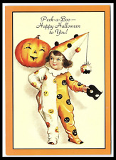 Halloween Greetings Pumpkin Child Costume Continental Postcard Reprint   cl12 picture