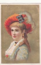 Burdock Blood Bitters Camp & Massey Watertown NY Red Plume Hat Vict Card c1880s picture