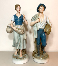 Pair Royal Dux Bohemia Figurines Boy & Girl Peasant Farmers 21