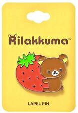 Rilakkuma Bear Strawberry Enamel Pin Kawaii Chibi Teddy Collectible Sanrio San-x picture