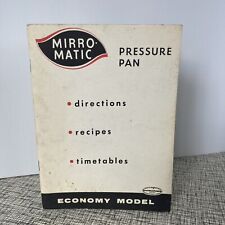 1961 MIRRO MATIC PRESSURE PAN Manual Directions Recipes List Part Numbers picture