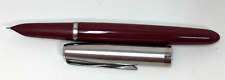 Vintage 1950s Parker 21 Red Chrome Aerometic Trough Clip Fountain Pen USA M24 picture
