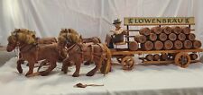 RARE LOWENBRAU STEHA BEER WAGON HORSE DRAWN BARREL DISPLAY 1950's REAL HAIR TAIL picture