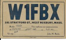 QSL  1938 West Roxbury MA   radio card picture