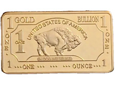 1 TROY OUNCE BUFFALO BAR 1 TROY OX 100 MILLS FINE GOLD picture