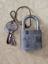 Antique Metal Padlock Slaymaker Rustless Made In USA 2 Keys Vintage picture