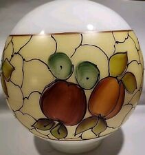 Hand Painted Glass Globe Shade With Metal Overlay Vtg Rare picture