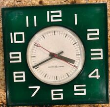 MCM Green General Electric Wall Clock Acrylic Lucite Retro Square Model 2173 picture