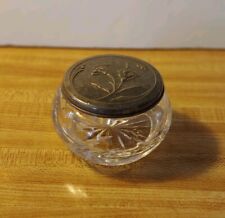 Vintage Gorham Cut Glass Vanity Powder Jar with Silverplate Lid-Art Nouveau picture