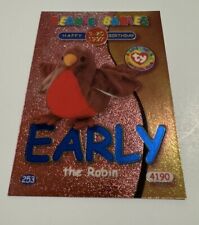 TY Beanie Babies BBOC Card - Series 2 Birthday (BLUE) - EARLY the Robin New Mint picture